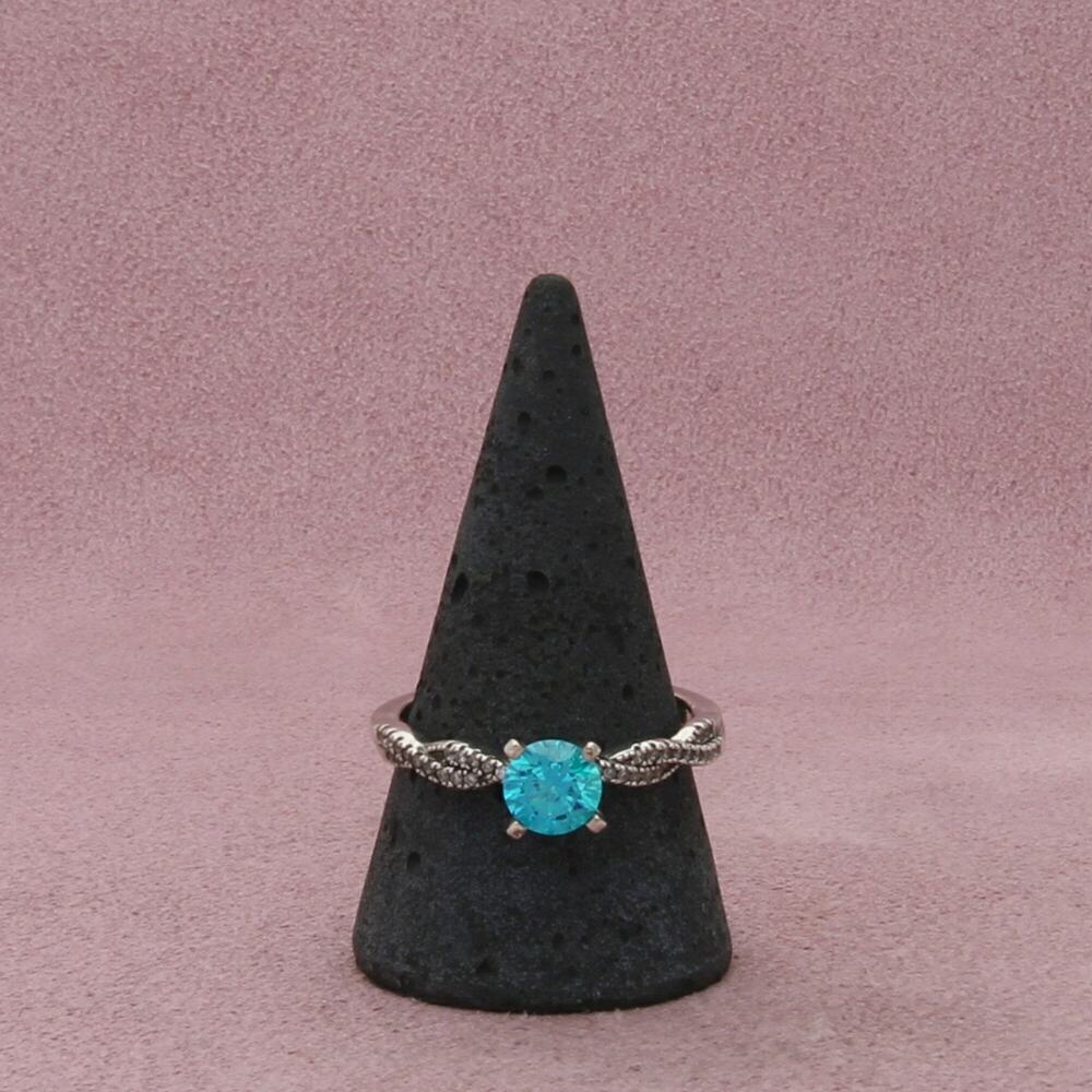sterling silver round-cut blue cz ring size 10.75 - Picture 3 of 5
